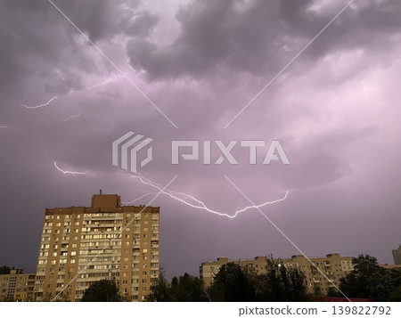 Lightning in the sky above city Lightning in the sky above city 139822792