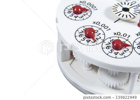 Mechanism of metering device on a white background Mechanism of metering device on a white background 139822949