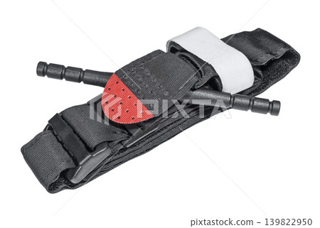 Medic tourniquet for stoppage blood on a white background Medic tourniquet for stoppage blood on a white background 139822950