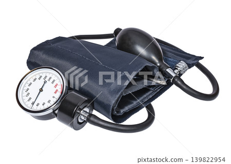 Medical blood pressure meter (tonometer) on a white background Medical blood pressure meter (tonometer) on a white background 139822954