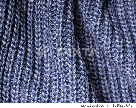 Blue Knitted Wool Texture With Folds 139823642