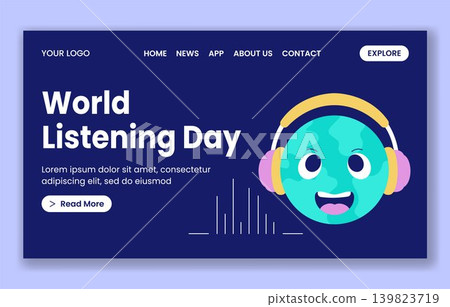 World Listening Day Healthcare Social Media Landing Page Flat Cartoon Background World Listening Day Healthcare Social Media Landing Page Flat Cartoon Background 139823719
