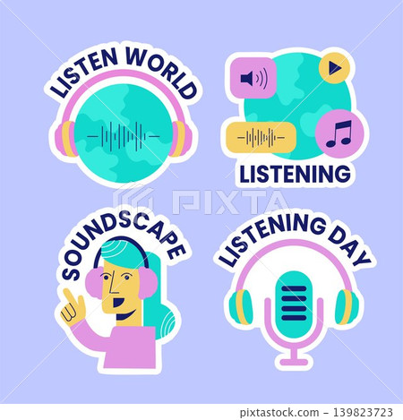 World Listening Day Flat Cartoon Hand Drawn Healthcare Social Media Label World Listening Day Flat Cartoon Hand Drawn Healthcare Social Media Label 139823723