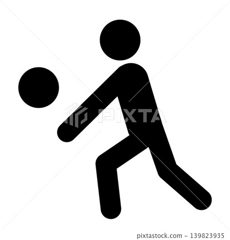 排球運動員進行下手傳球的剪影圖示。 139823935