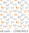 Seamless vector pattern of hand-drawn drones in a playful sketch style. Can be used for wallpaper, pattern fills, textile, web page background, surface textures. 139824023