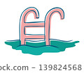 Pink Pool Ladder in Water Doodle Clipart Art 139824568