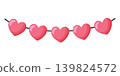 Pink Heart Garland Hanging Decoration Vector Icon 139824572
