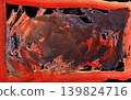Abstract Watercolor Painting with Red Border and Dark Center for Modern Designs 139824716