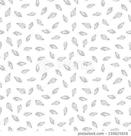 Seamless pattern with small black and white crystals gems outline drawing Seamless pattern with small black and white crystals gems outline drawing 139825858