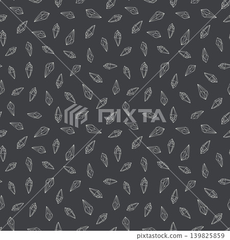 Seamless pattern with small black and white crystals gems outline drawing Seamless pattern with small black and white crystals gems outline drawing 139825859