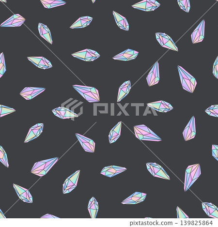 Seamless pattern with small pink and blue crystals gems on black background Seamless pattern with small pink and blue crystals gems on black background 139825864