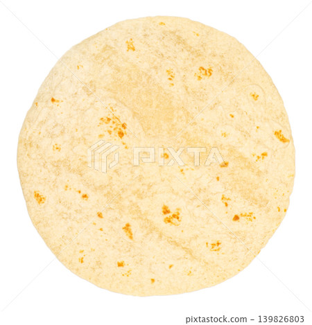 Tortilla wrap isolated on white background top view Tortilla wrap isolated on white background top view 139826803