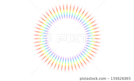 A ring with rainbow-colored lines arranged in a line-focusing pattern. 139826865