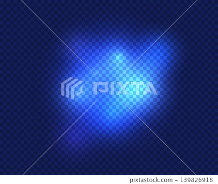 Flood light glow isolated blue transparent background light effect flare. Abstract special effect element design. Shine blurred soft glow translucent luxury element 139826918
