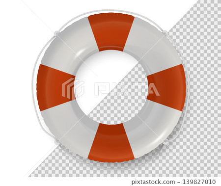 White orange lifebuoy icon mockup. Vector 3D plastic inflatable life ring isolated on transparent background. Realistic render for branding or product presentation. Air rubber floating accessory icon White orange lifebuoy icon mockup. Vector 3D plastic inflatable life ring isolated on transparent background. Realistic render for branding or product presentation. Air rubber floating accessory icon 139827010