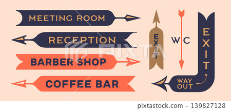 Wayfinding arrows. Directional signs collection Wayfinding arrows. Directional signs collection 139827128