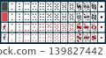 Full playing cards deck 54 cards with back design, vintage vector cards in graphic black and red style 139827442