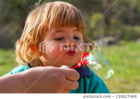 girl, blowing, bubbles 139827468