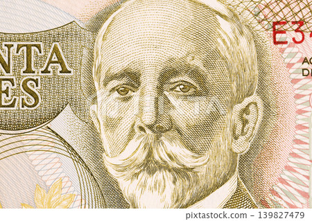 Gaspar Ortuno y Ors a closeup portrait from Costa Rican money Gaspar Ortuno y Ors a closeup portrait from Costa Rican money 139827479