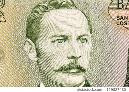 Rafael Yglesias Castro a closeup portrait from Costa Rican money Rafael Yglesias Castro a closeup portrait from Costa Rican money 139827480