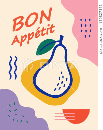 Bon Appetit Typography Poster With Pear Modern Kitchen Wall Art Design Bon Appetit Typography Poster With Pear Modern Kitchen Wall Art Design 139827521