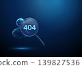 3D blue avatar icon with a magnifying glass and 404 inside. User error, ai search assistant, virtual agent failure, profile not found, missing page, lost concept 139827536