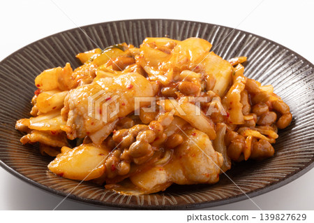 Pork, kimchi, and natto Pork, kimchi, and natto 139827629