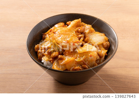 Pork, kimchi, and natto rice bowl Pork, kimchi, and natto rice bowl 139827643