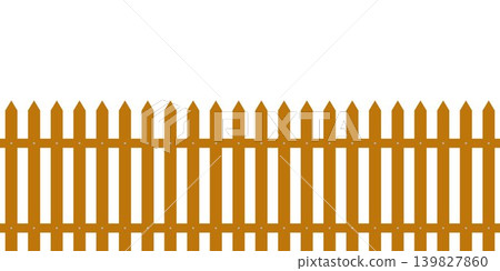 Wooden picket fence seamless vector pattern isolated on white background Wooden picket fence seamless vector pattern isolated on white background 139827860