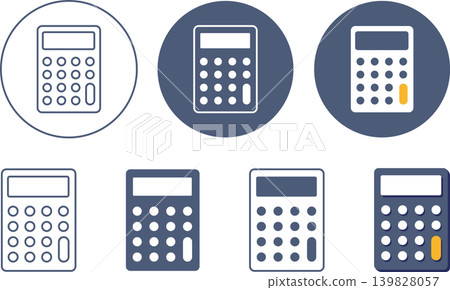 Round-part calculator icon and material set 139828057