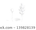 Blank pear sphere balloon single and bouquet mockup png, transparent background, 3d rendering. Empty levitation layered ballon mock up cut out. Clear decor inflatable garland for party template. 139828139