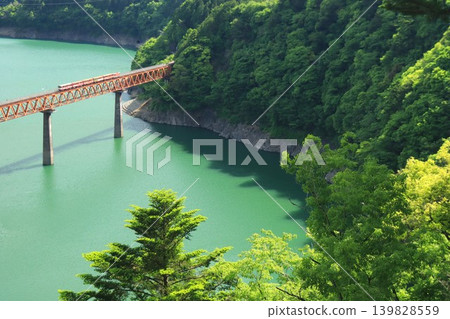綠意盎然的井川線(橫跨奧大井湖) 綠意盎然的井川線(橫跨奧大井湖) 139828559