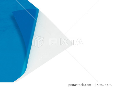 Blue Protective Film Peeling From White Background Blue Protective Film Peeling From White Background 139828580