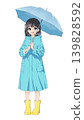 Enjoy rainy days! An illustration of a smiling girl wearing a raincoat and holding an umbrella. 139828592