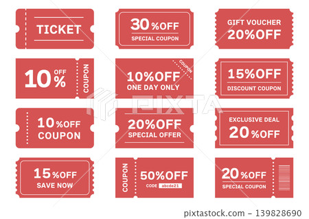 Coupon vouchers, sale and discount tickets, sales promotions Coupon vouchers, sale and discount tickets, sales promotions 139828690