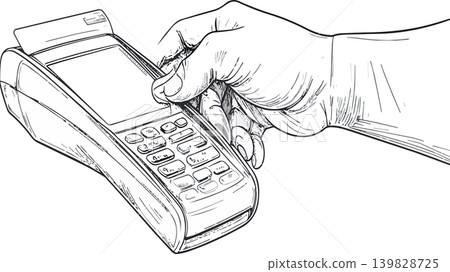 Hand swiping credit card during payment transaction Hand swiping credit card during payment transaction 139828725