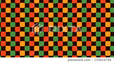 Juneteenth, Black History Month or Kawanzaa rounded square checkerboard seamless vector pattern, African American heritage culture celebration design Juneteenth, Black History Month or Kawanzaa rounded square checkerboard seamless vector pattern, African American heritage culture celebration design 139828798