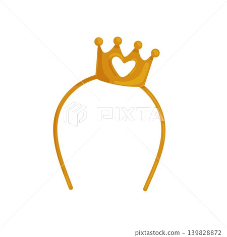 Princess crown headband accessory. Golden tiara hair band with heart shape cutout 139828872