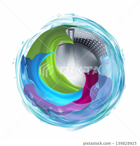 Washing machine drum with clothes inside Washing machine drum with clothes inside 139828925