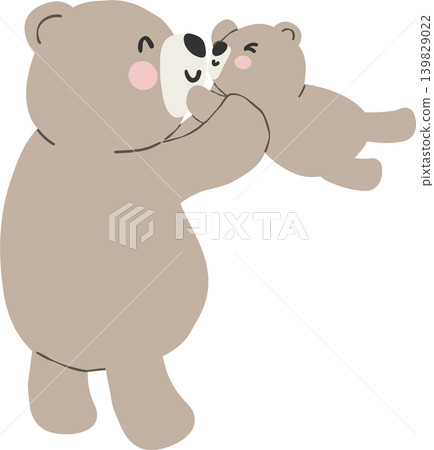 Preppy Mama and baby bear riding bicycle together watercolor seamless pattern Preppy Mama and baby bear riding bicycle together watercolor seamless pattern 139829022