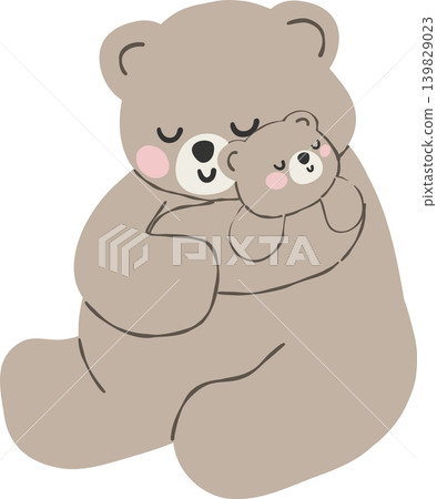 Preppy Mama and baby bear riding bicycle together watercolor seamless pattern Preppy Mama and baby bear riding bicycle together watercolor seamless pattern 139829023