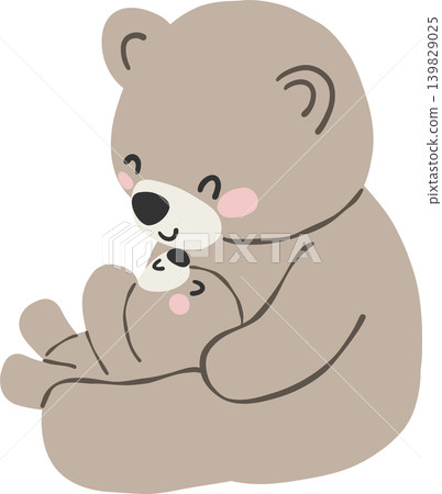 Preppy Mama and baby bear riding bicycle together watercolor seamless pattern Preppy Mama and baby bear riding bicycle together watercolor seamless pattern 139829025