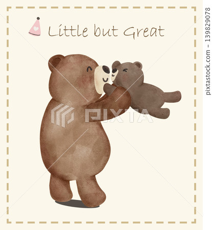 Preppy Mama and baby bear riding bicycle together watercolor seamless pattern Preppy Mama and baby bear riding bicycle together watercolor seamless pattern 139829078
