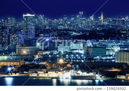 A distant view of Yokohama City, Yokohama Port, and the skyscrapers of Tokyo. A distant view of Yokohama City, Yokohama Port, and the skyscrapers of Tokyo. 139829302
