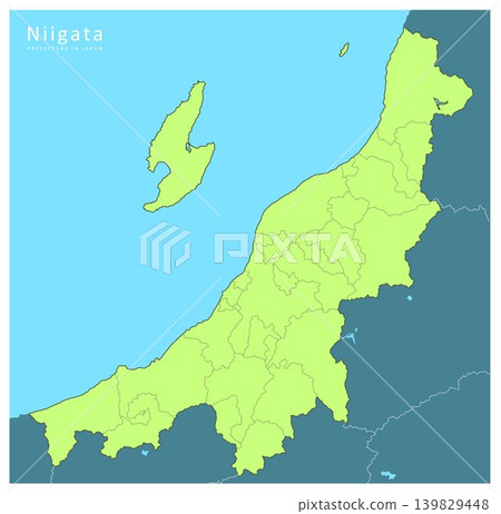 新潟縣詳細地圖系列,包括其海岸線。 (空白地圖,標示鄰近縣和市町村之間的劃分) 新潟縣詳細地圖系列,包括其海岸線。 (空白地圖,標示鄰近縣和市町村之間的劃分) 139829448