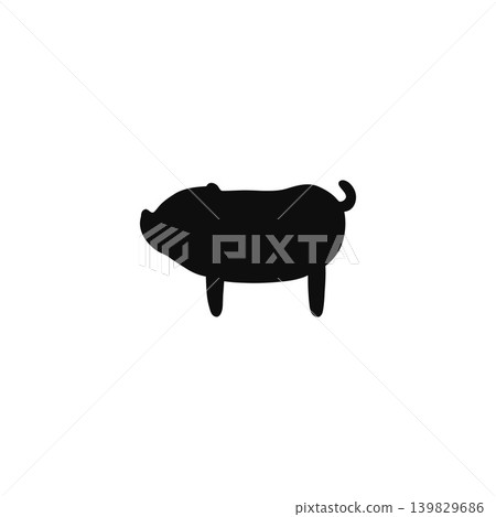 Cute pig silhouette illustration - simple - suitable for children - white background Cute pig silhouette illustration - simple - suitable for children - white background 139829686