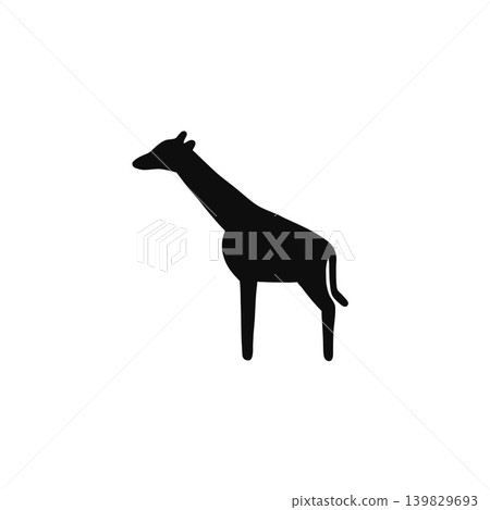 Giraffe silhouette illustration - simple - animal - white background Giraffe silhouette illustration - simple - animal - white background 139829693