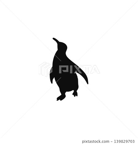 企鵝剪影插畫，白色背景，簡約可愛設計，動物/寵物素材 139829703