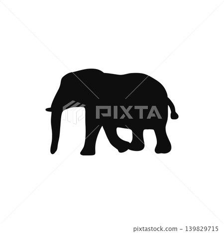Silhouette illustration of a walking elephant, white background, imagery of a zoo or Africa. Silhouette illustration of a walking elephant, white background, imagery of a zoo or Africa. 139829715