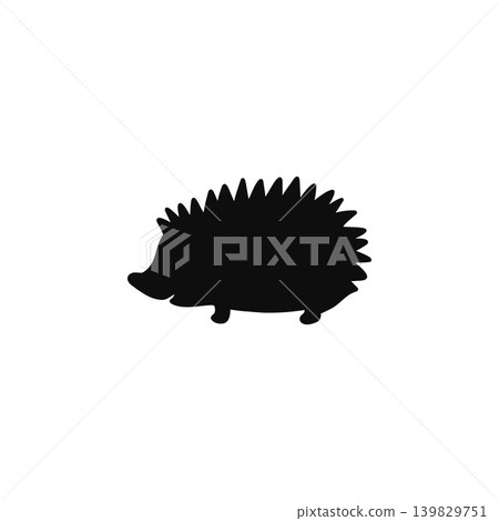 可愛的刺蝟剪影插圖，白色背景，風格化的動物圖示素材 139829751